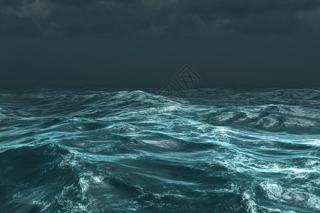 黑暗天空下狂风暴雨大海绘图插图计算机蓝色波浪风暴海洋图片