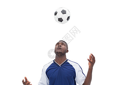 足球运动员的玩耍观蓝色黑色播放器男性运动服闲暇活动球衣运动男人背景图片