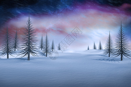 白雪景观与枯树的复合图象图片