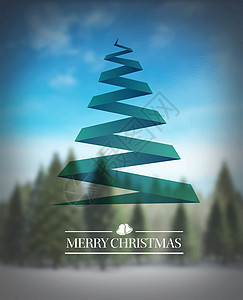带树的圣诞快乐矢量背景图片