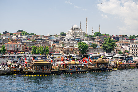 土耳其Bosphorus旅行港首都港口尖塔历史性遗产建筑公寓文化金角游船图片
