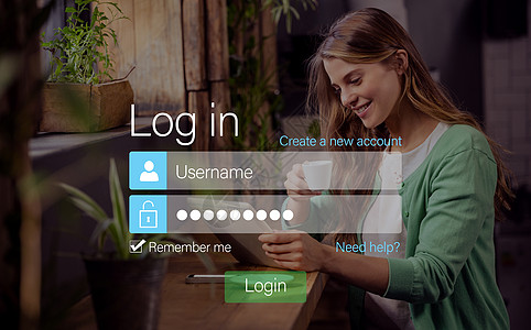 连接页面的复合图像合成杯子滚动咖啡屋服装商业行业饮料女性密码电脑图片