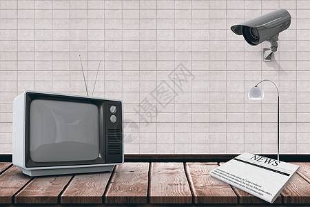 旧 t 的复合图像拍摄享受频道插图相机电视遥控报纸安全监视图片