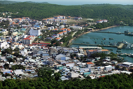 越南度假海岸空中观察 Phu Quoc天空旅游气候城市帆船建筑汽艇摄影旅行方式图片