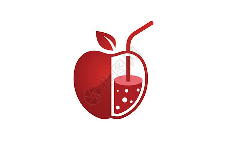 孤立在白色背景上的新鲜苹果汁矢量标志图 水果矢量标志 咖啡馆酒吧矢量标志设计 苹果汁食品和饮料标志模板果味标签数字标识插图字形叶图片