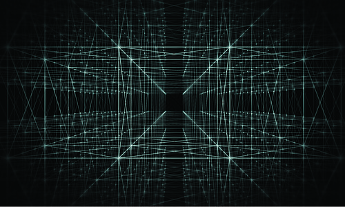 抽象网格结构背景 数字业务网络技术 透视线演示概念流动矩阵基准墙纸科学商业蓝色安全电脑粒子图片