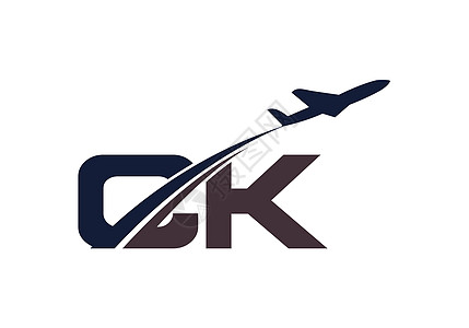 首字母 C 和 K 与航空标志和旅行标志模板货物字体速度插图天空直升机商业航空公司旅游航班图片