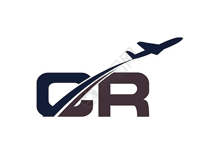 首字母 C 和 R 与航空标志和旅行标志模板天空速度空气假期海滩飞行员航空公司喷射飞机场运输图片