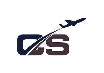 首字母 C 和 S 与航空标志和旅行标志模板标识商业旅游刻字蓝色海滩运输天空航空公司身份图片