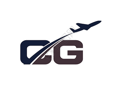 首字母 C 和 G 与航空标志和旅行标志模板商业公司字体观光插图航班直升机海滩蓝色标识图片