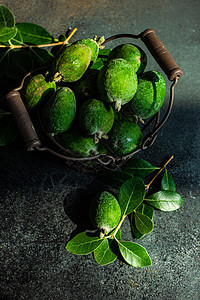 秋季有机水果fejoa季节性排毒甜点食物背景图片