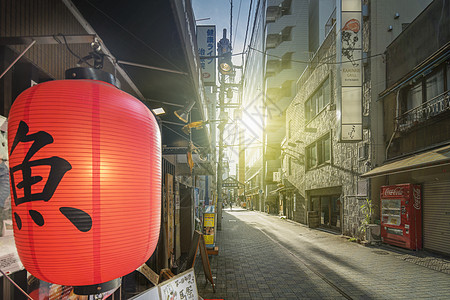 红稻纸灯笼 配有日本日语袋式天菜图片