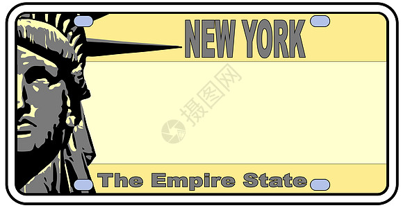 纽约自由州汽车执照绘画车辆艺术品数字盘子插图艺术旗帜图片