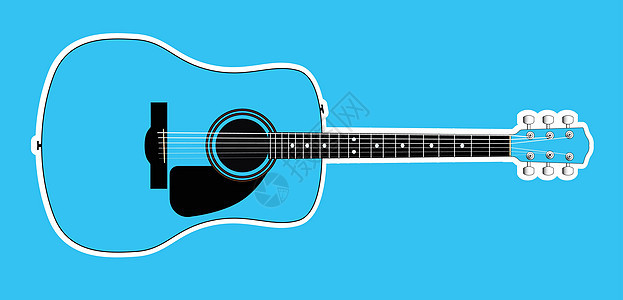 蓝声吉他超蓝背景乌木指板铺层和弦白色脖子流行音乐岩石声学字符串图片