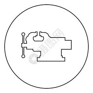 副颚虎钳修复夹工具图标在圆形轮廓黑色矢量插图平面样式 imag图片