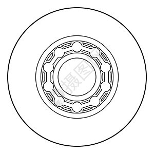 带球的轴承在圆形轮廓黑色矢量插图平面样式图像中的侧视图图标图片