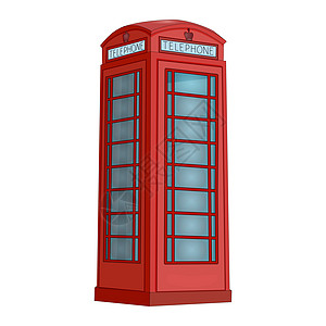 在白色背景隔绝的伦敦电话亭 红色电话亭图片