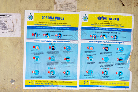 城市街道墙上的冠状病毒安全意识疾病控制和预防标语海报显示与冠状病毒 COVID192019ncov 中东呼吸综合征 MERS 和图片
