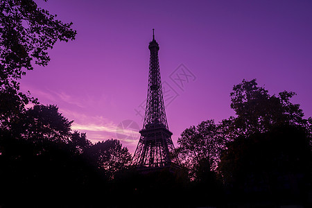 Eiffel 塔的视图建筑日落旅行历史性场景冠军城市旅游首都蓝色图片