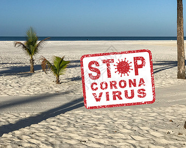 横跨佛罗里达的Corona病毒隔离区海滩疾病背景图片