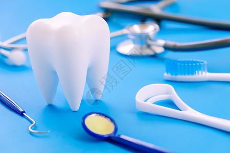 牙科牙医卫生背景牙线牙刷医生设备蓝色磨牙器材诊所牙齿乐器图片
