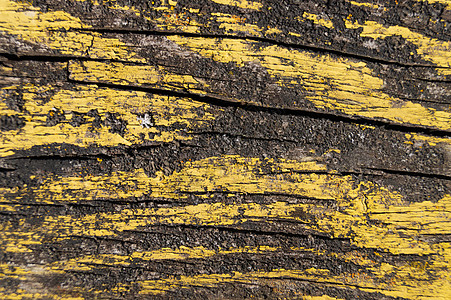 黄色木纹旧黄色木栅栏的一部分 木头上的黄色油漆又旧又裂 完美的彩绘木纹地面材料裂缝木材栅栏老化控制板风化硬木乡村背景