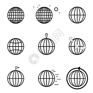 全球矢量集 一组带有纬度和经度的世界图片 显示旅行传播商业和空间的概念图片