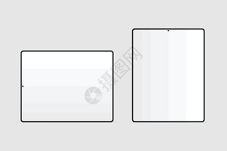 逼真的现代黑色平板电脑样机现代平板电脑空白屏幕平面样式矢量平板电脑工具药片技术电子电话电子书反应标签白色商业图片