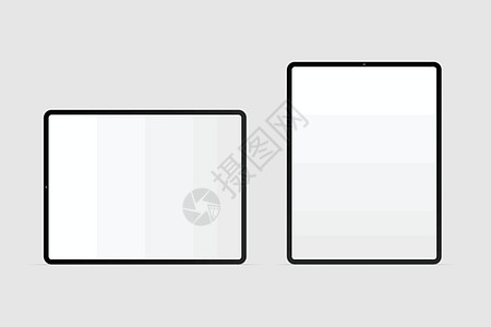 逼真的现代黑色平板电脑样机现代平板电脑空白屏幕平面样式矢量平板电脑网络白色笔记本反应触摸屏药片展示水平电子书电子图片