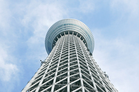 日本 东京天树高楼 蓝色的天空图片