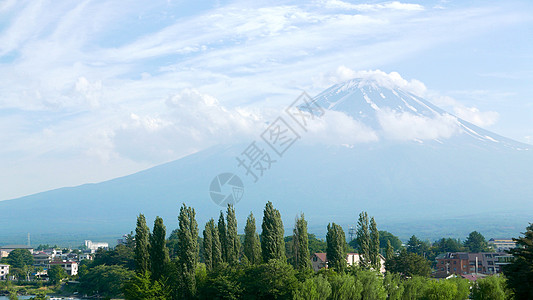 日本藤山山 户外公园和蓝色天空 云彩优美图片
