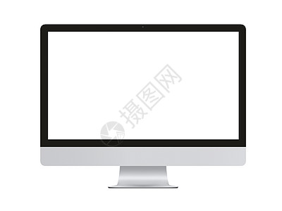 临空soho白色后盖格罗上的孤立的银色工作站计算机模板背景