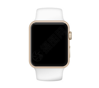 孤立的黄金 铝箱智能手表健身房运动白色黑色展示案件按钮带子屏幕小样背景图片