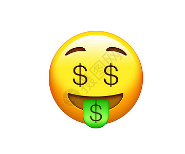 表情符号黄色快乐和笑脸与美元的眼睛和舌头 o图片