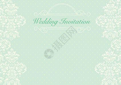 带图案的绿色婚礼请柬背景模板背景图片
