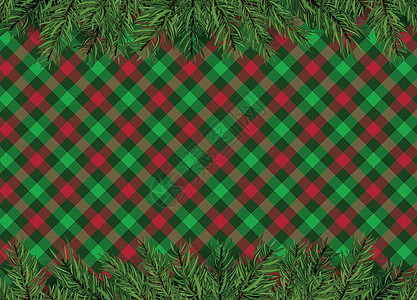 Redgreen 方格图案背景与圣诞树 dec纺织品装饰品红色格子绿色插图织物图片