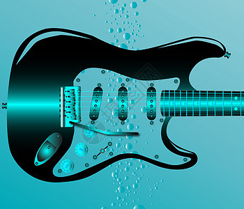 潜水吉他乐器音乐身体气泡插图背景图片