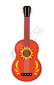 Cuatro 吉他 iconflat 风格 墨西哥乐器 孤立在白色背景上 插图剪贴画图片