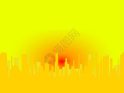 橙色日落背景黄色建筑物摩天大楼日出城市景观背景图片