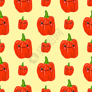 图案无缝胡椒 甜椒红色字符 儿童插画 素食主义和素食主义 蔬菜图片
