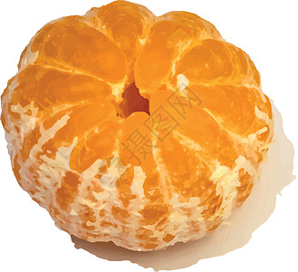 在白色背景上特写去皮的橘子图片