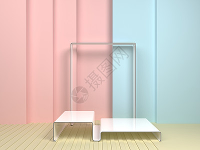 3d 渲染抽象讲台背景  Abstract3d 渲染白色背景与玻璃 podiu设计预报进步平面极简成就装饰插图条纹金子图片