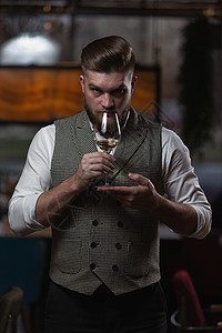 索美利拿杯子的家伙男性酒精酒吧专案经理成人绅士玻璃香气奢华男人图片