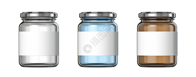 白色蓝色和棕色大玻璃罐白色标签 3家居金属厨房渲染用品器皿推介会瓶子厨具玻璃图片
