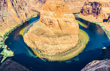 美国亚利桑那州格伦峡谷科罗拉多河上的马蹄木本德岩石女士高原地形砂岩荒野沙漠曲线侵蚀悬崖图片