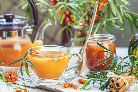 热辣辣茶 有杯子和茶壶中的海角情绪药品鼠李叶子水果流感橙子桌子浆果灌木图片