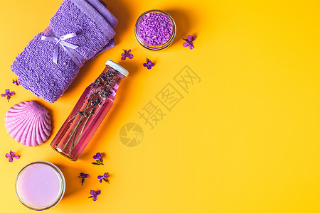 Spa产品 平淡的紫外线紫色概念枝条疗法香味洗澡勺子奢华奶油浴室保健擦洗图片
