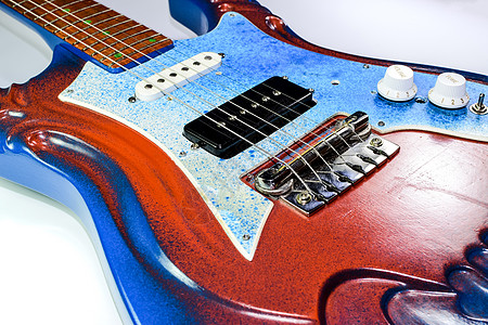 白色背景的电吉他 乐器 音乐乐器指板玩家吉他电气紫色音乐会硬石工作室低音音乐家图片