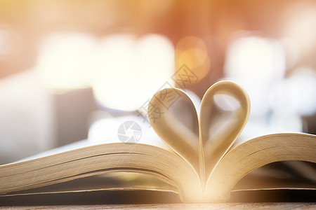 书的心脏形状 智慧和教育概念 世界书籍a版权叶子魔法阅读杂志花瓣页数图书馆植物知识图片