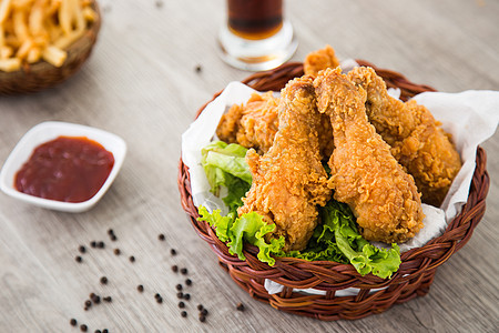 鸡肉炸鸡美食午餐食物小吃盘子烹饪油炸图片